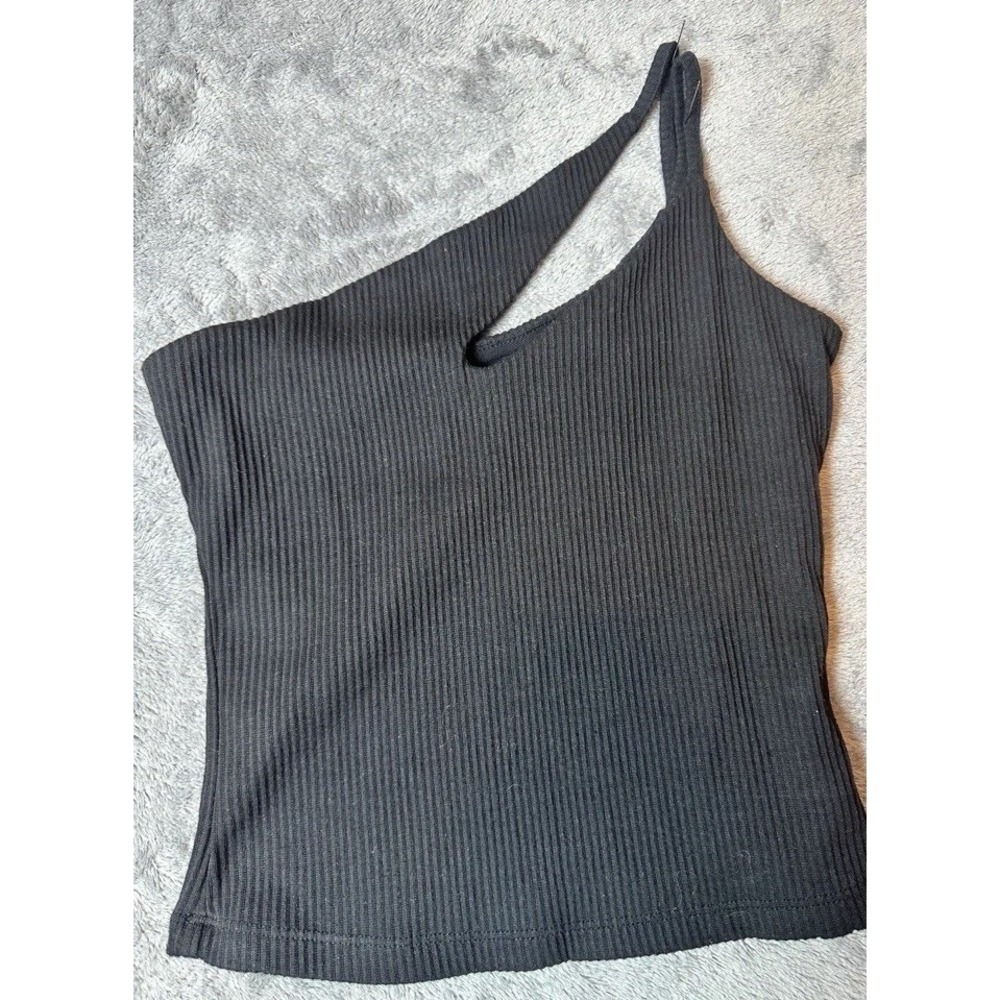 Princess Polly Black Top Halter Blouse Womens One Shoulder Cut-out Sz 4 Festival